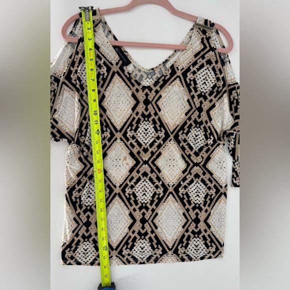 INC Cold Shoulder Gold Embellishments V Neck And Back Top - Picture 5 of 8